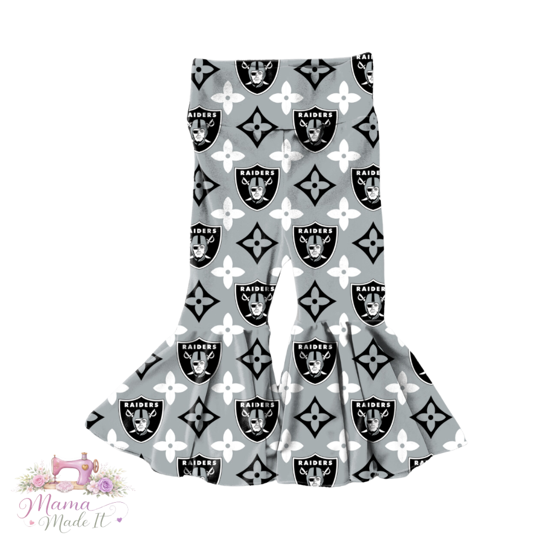Las Vegas Raiders boujee baby bummies, skirt, Headwrap or flare pants