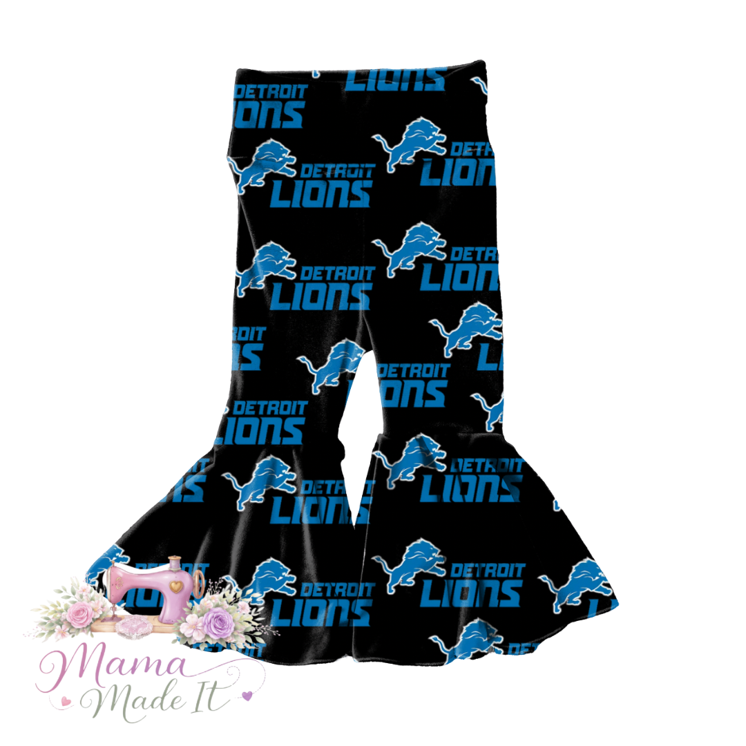 Detroit Lions black baby bummies, skirt, Headwrap or flare pants
