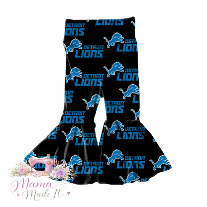 Detroit Lions black baby bummies, skirt, Headwrap or flare pants