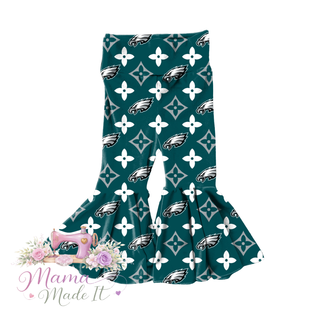 Philadelphia Eagles boujee baby bummies, flare pants or headwrap