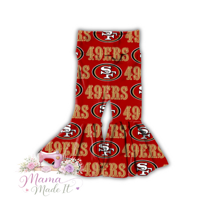 San Francisco 49ers baby bummies, skirt, Headwrap or flare pants