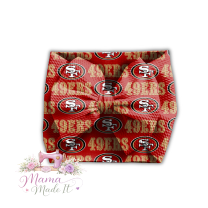 San Francisco 49ers baby bummies, skirt, Headwrap or flare pants