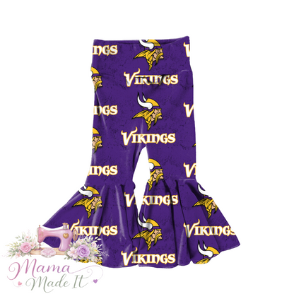 Vikings baby bummies, skirt, Headwrap or flare pants