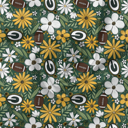 Floral Packers baby bummies, skirt, Headwrap or flare pants
