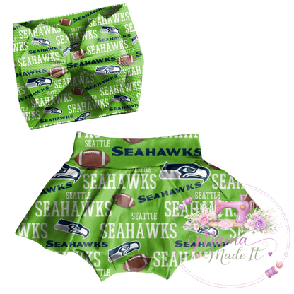 Seattle Seahawks baby bummies, skirt, flare pants or headwrap