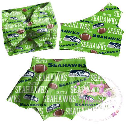 Seattle Seahawks baby bummies, skirt, flare pants or headwrap