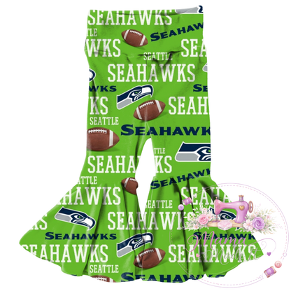 Seattle Seahawks baby bummies, skirt, flare pants or headwrap