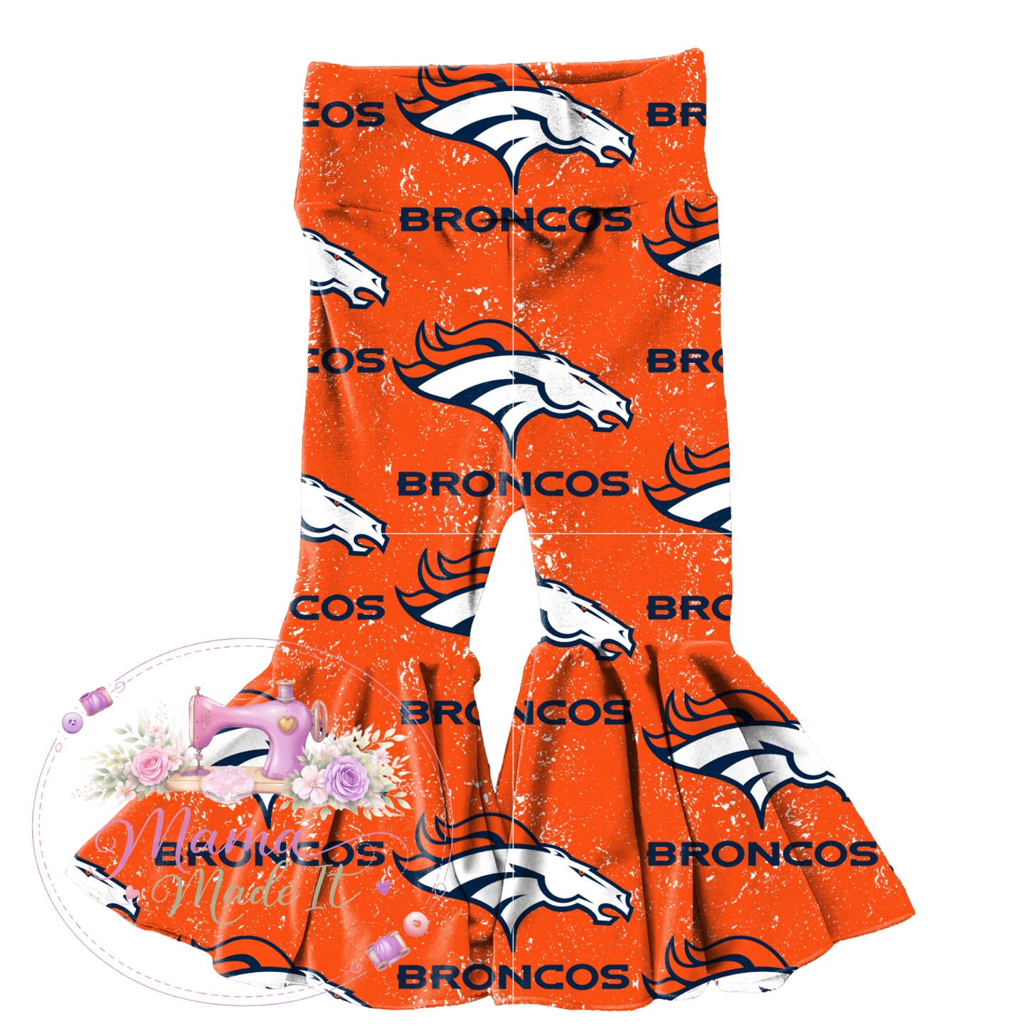 Denver Broncos baby bummies, skirt, Headwrap or flare pants