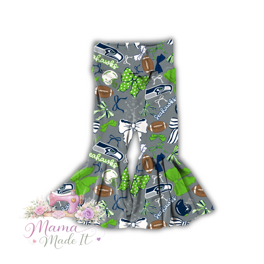 Seattle Seahawks baby bummies, skirt, flare pants or headwrap