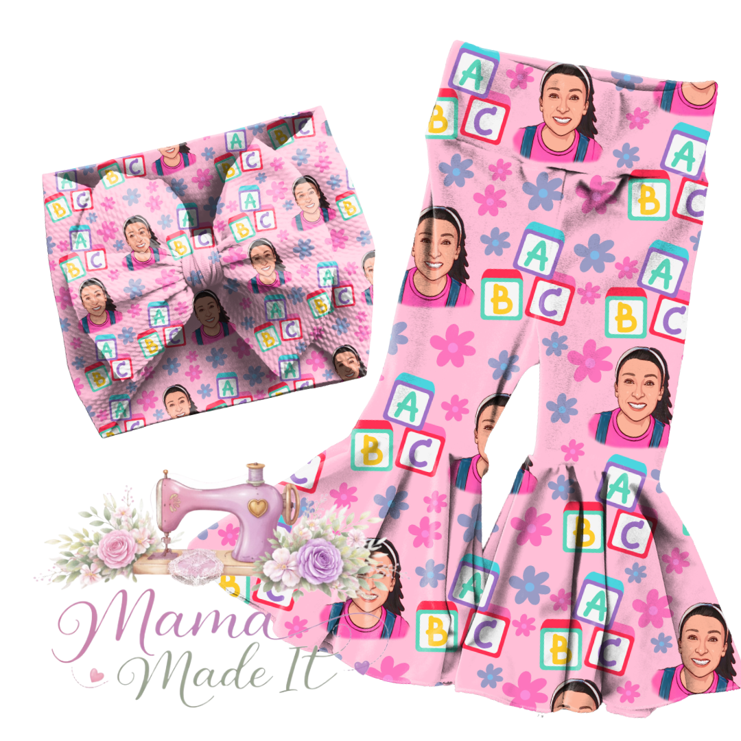 Floral Ms Rachel Bummie, Flare pants or  Headwrap bow