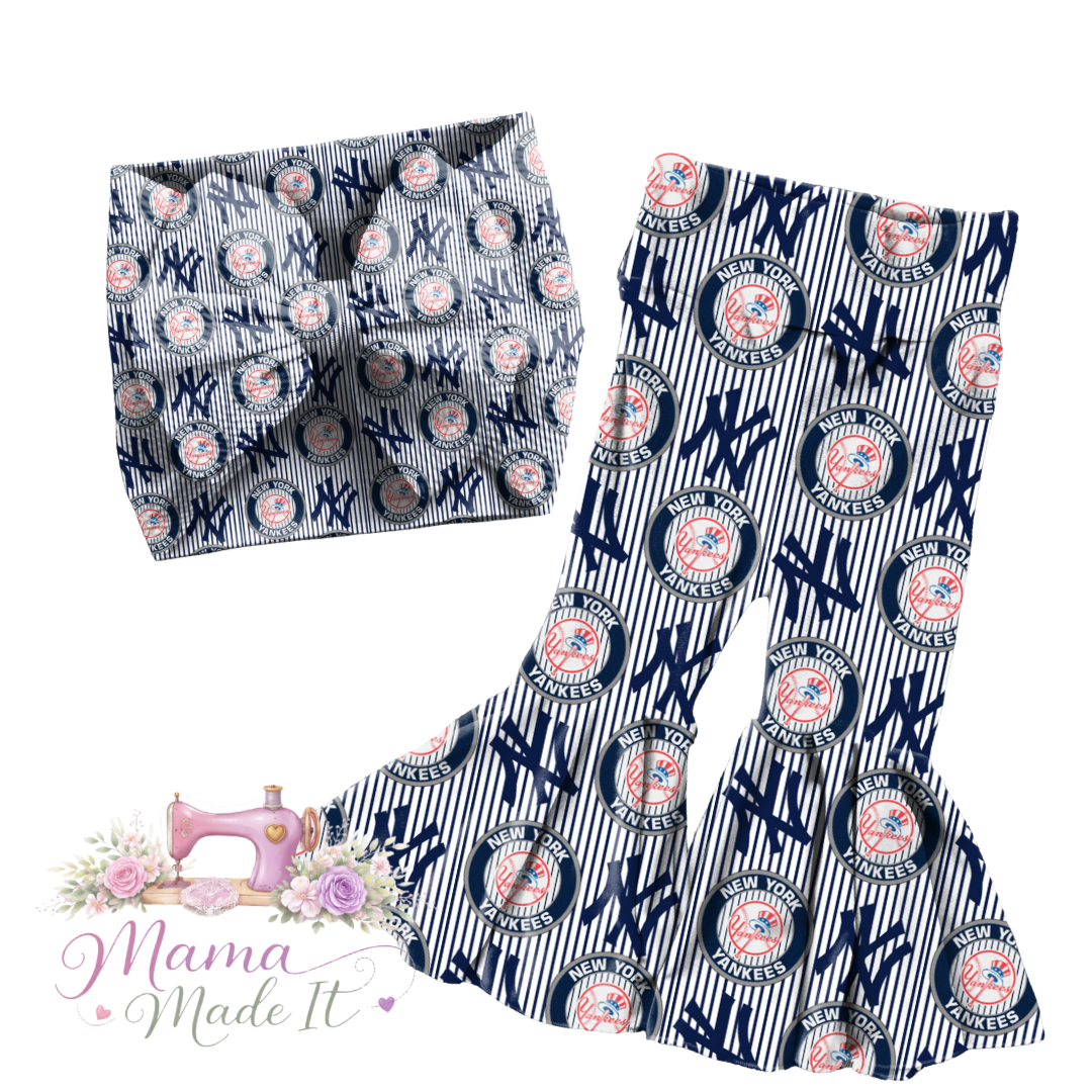 New York Yankees baby bummies, skirt, flare pants or headwrap