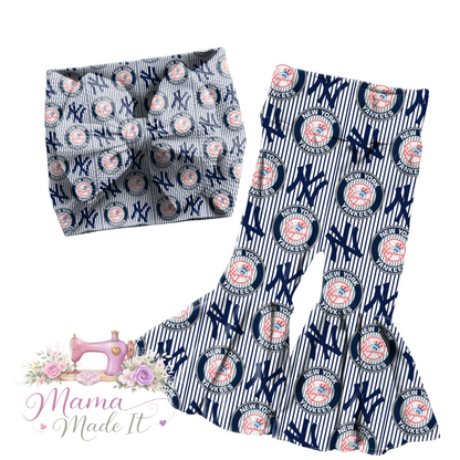 New York Yankees baby bummies, skirt, flare pants or headwrap