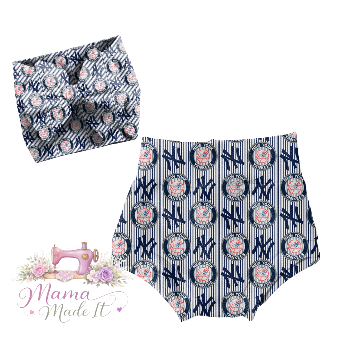 New York Yankees baby bummies, skirt, flare pants or headwrap