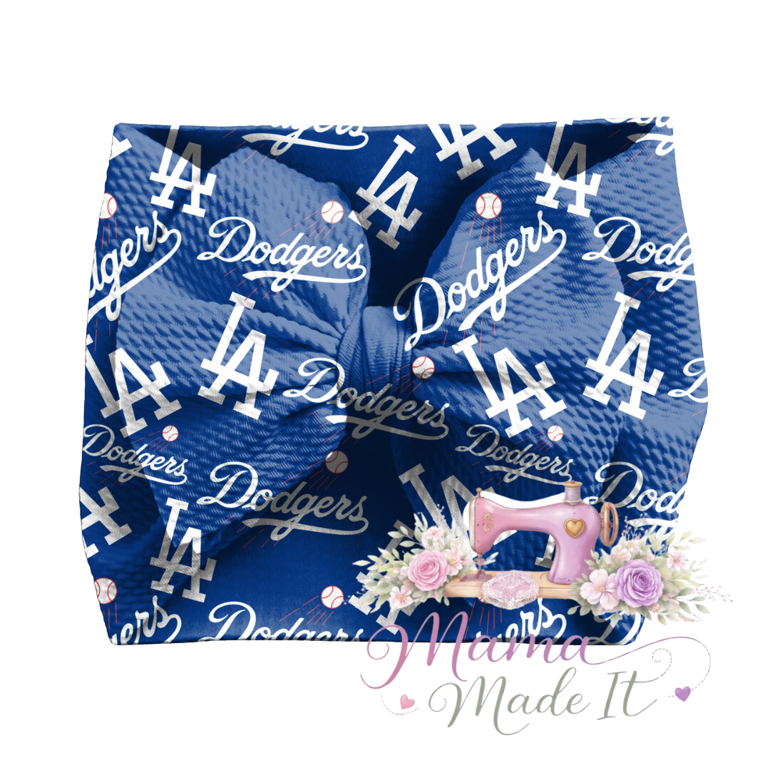 Dodgers baby bummies, skirt, flare pants or headwrap