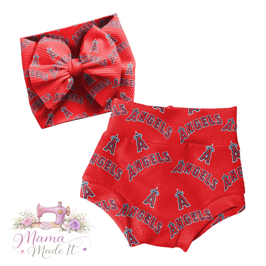 Angels baby bummies, skirt, flare pants or headwrap