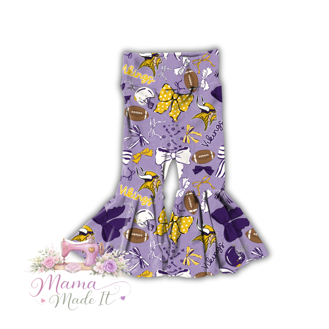 Vikings baby bummies, skirt, Headwrap or flare pants