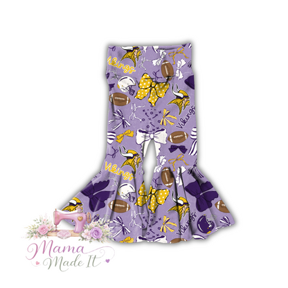 Vikings baby bummies, skirt, Headwrap or flare pants