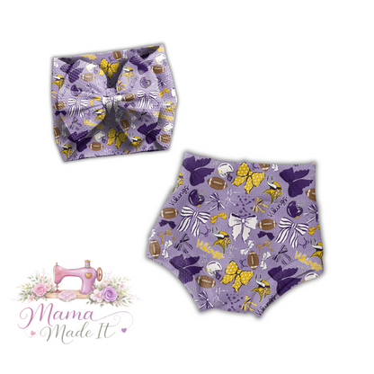 Vikings baby bummies, skirt, Headwrap or flare pants