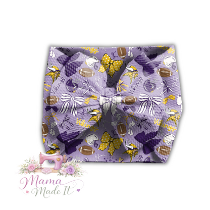Vikings baby bummies, skirt, Headwrap or flare pants