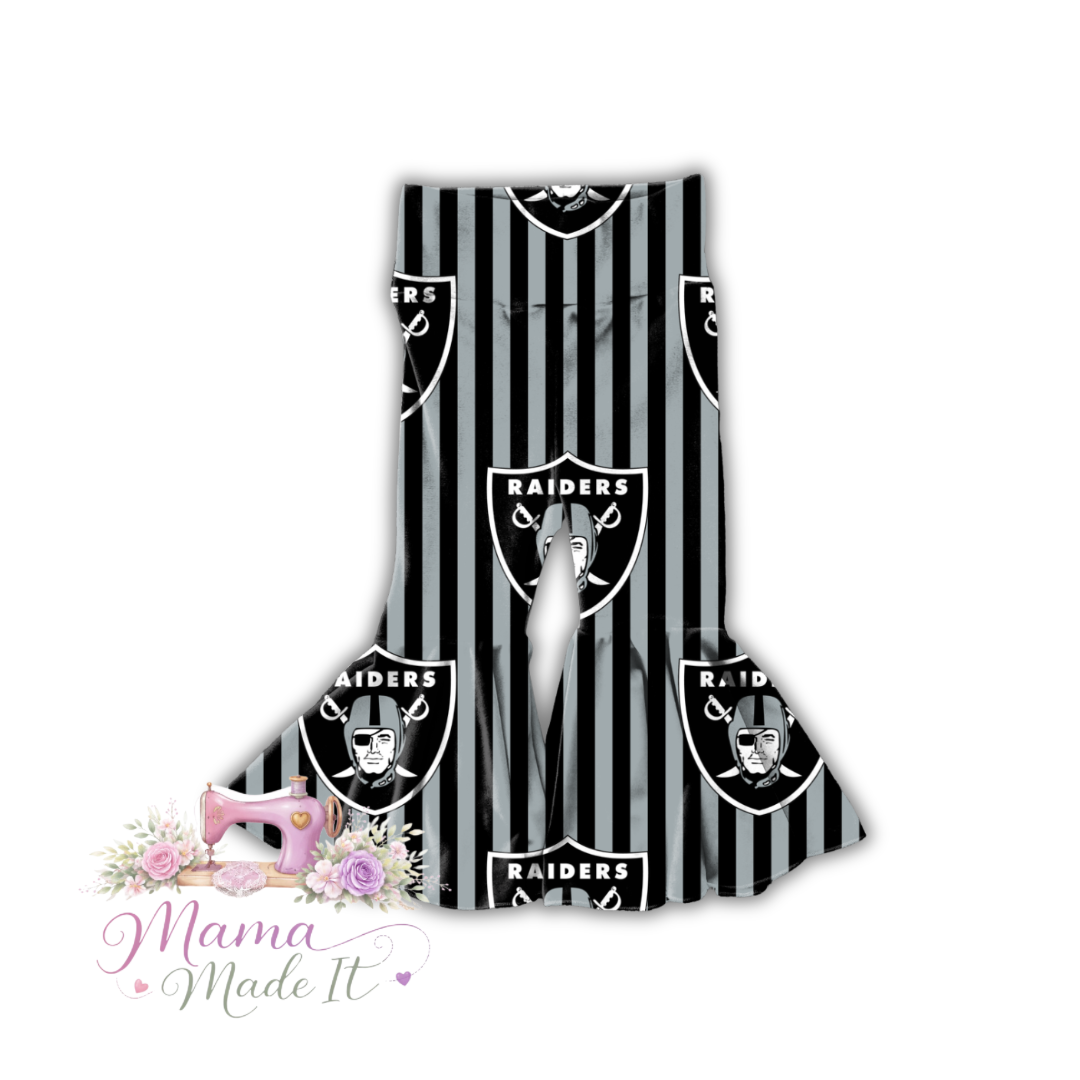 Las Vegas Raiders baby bummies, skirt, Headwrap or flare pants