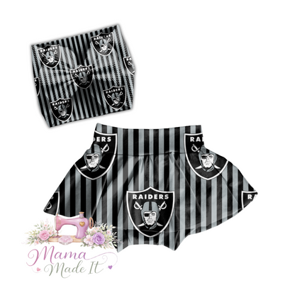 Las Vegas Raiders baby bummies, skirt, Headwrap or flare pants