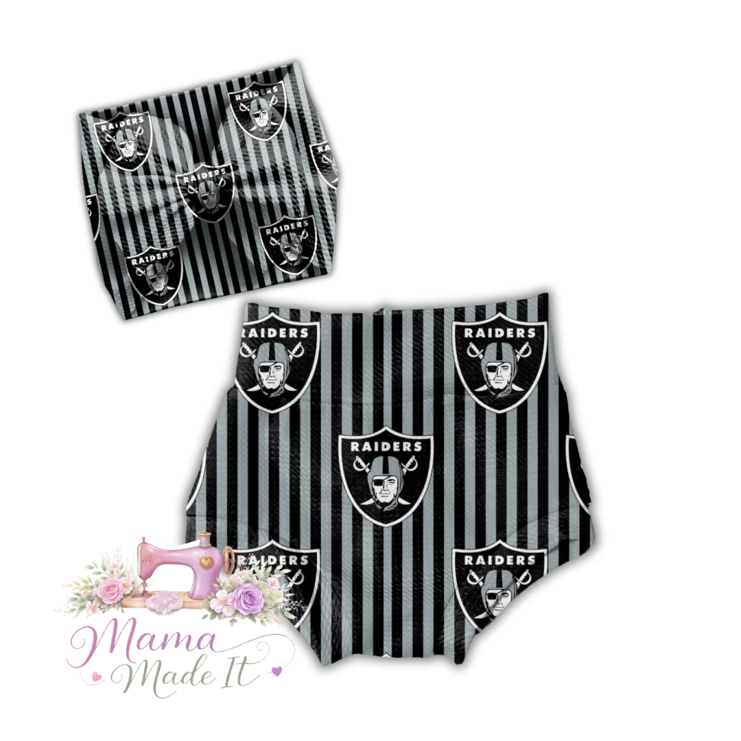 Las Vegas Raiders baby bummies, skirt, Headwrap or flare pants