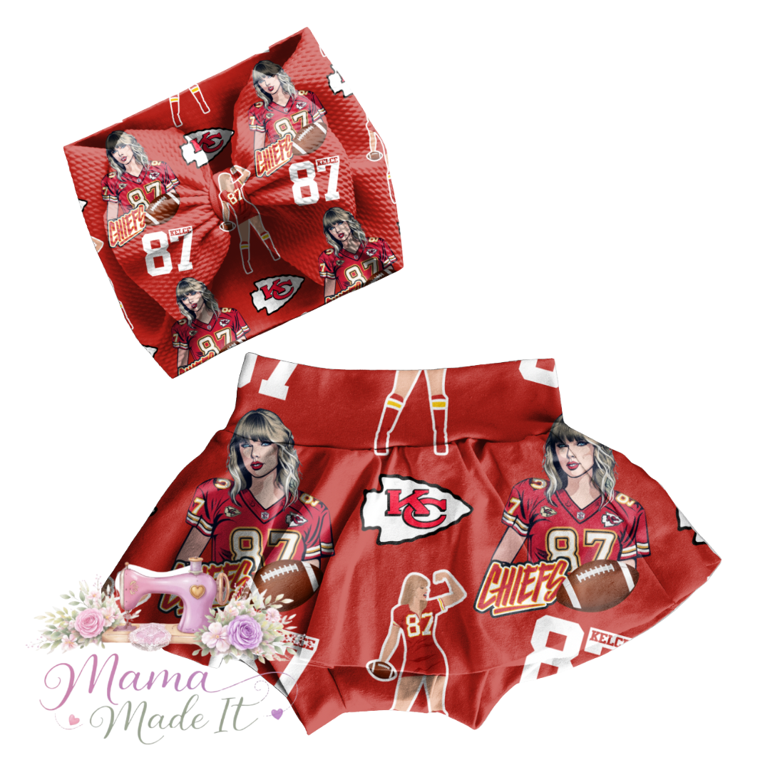 Taylor Swift and KC baby bummies, skirt, Headwrap or flare pants