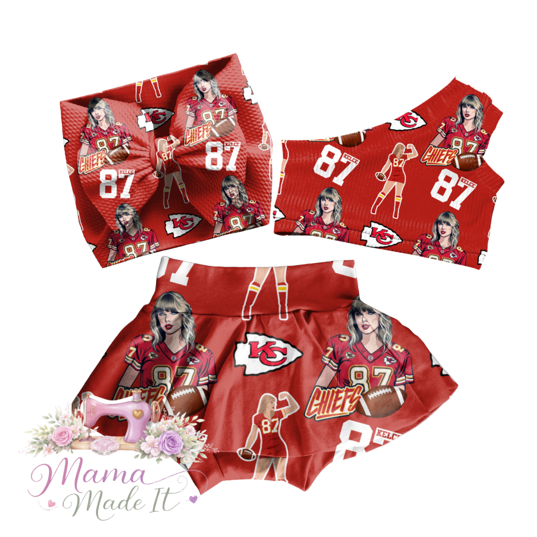 Taylor Swift and KC baby bummies, skirt, Headwrap or flare pants
