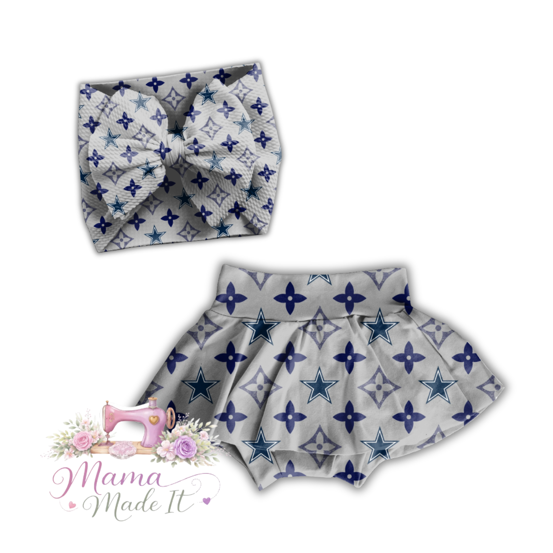 Dallas Cowboys Boujee baby bummies, skirt, flare pants or headwrap