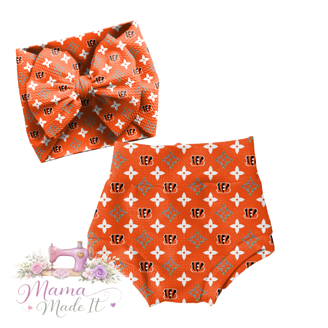 Cincinnati Bengals boujee baby bummies and headwrap