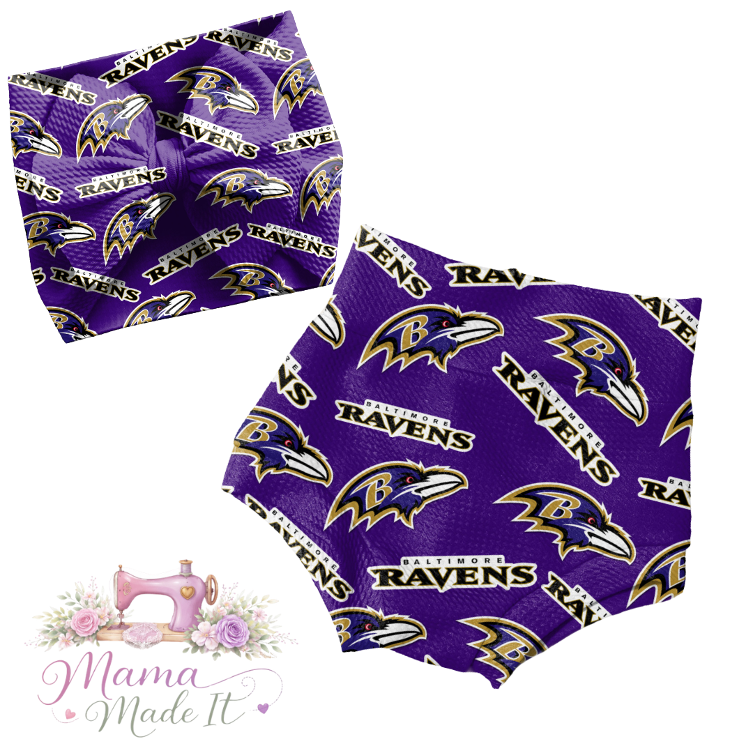 Baltimore Ravens baby bummies, skirt, flare pants or headwrap