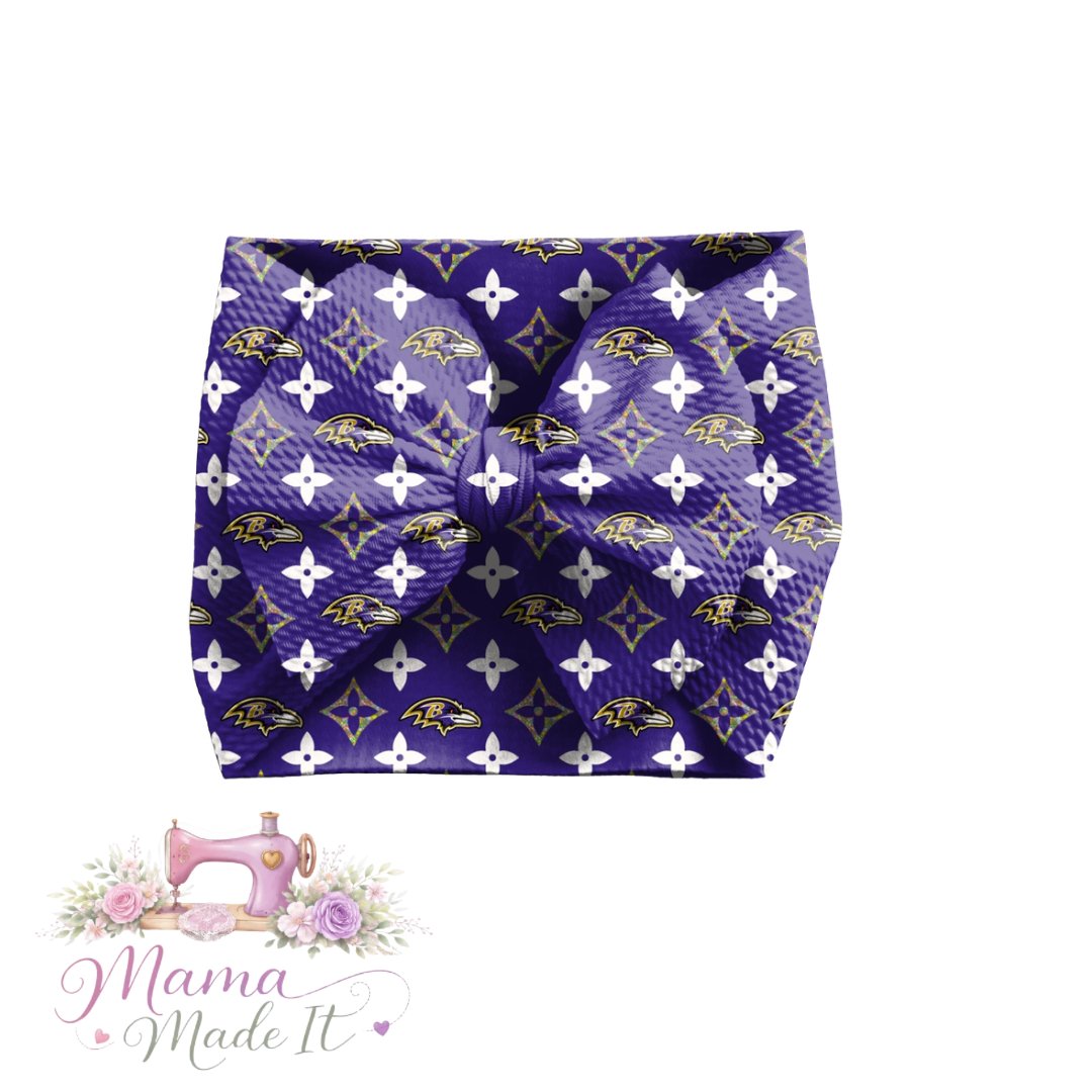 Baltimore Ravens Boujee baby bummies, skirt, flare pants or headwrap
