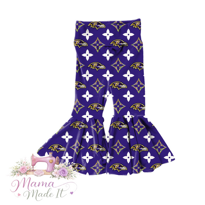 Baltimore Ravens Boujee baby bummies, skirt, flare pants or headwrap