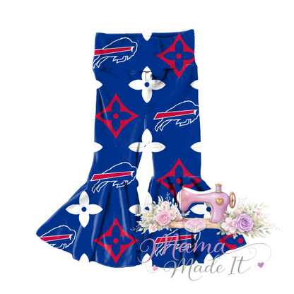 Buffalo Bills (Blue) baby bummies, skirt, flare pants or headwrap
