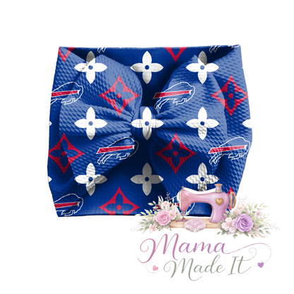 Buffalo Bills (Blue) baby bummies, skirt, flare pants or headwrap