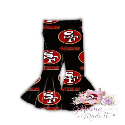 San Francisco (Black) 49ers baby bummies, skirt, Headwrap or flare pants