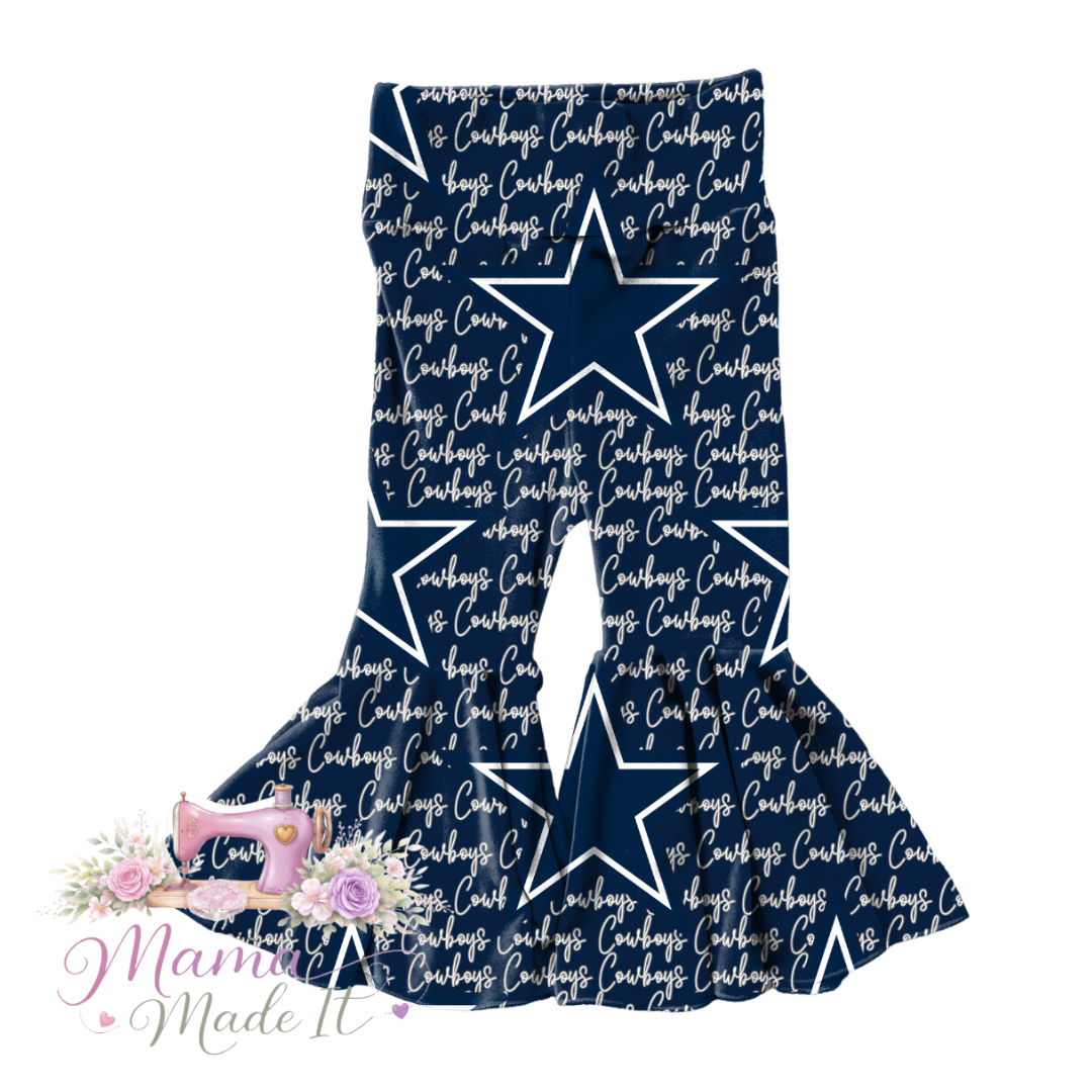 Dallas Cowboys baby bummies, skirt, flare pants or headwrap