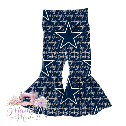 Dallas Cowboys baby bummies, skirt, flare pants or headwrap