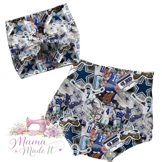 Dallas Cowboys collage baby bummies, skirt, flare pants or headwrap