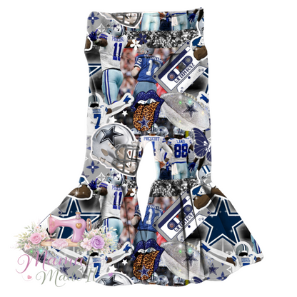 Dallas Cowboys collage baby bummies, skirt, flare pants or headwrap