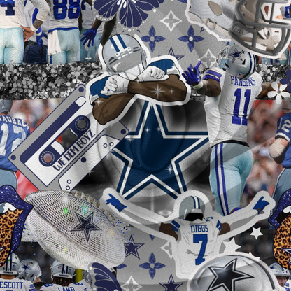 Dallas Cowboys collage baby bummies, skirt, flare pants or headwrap