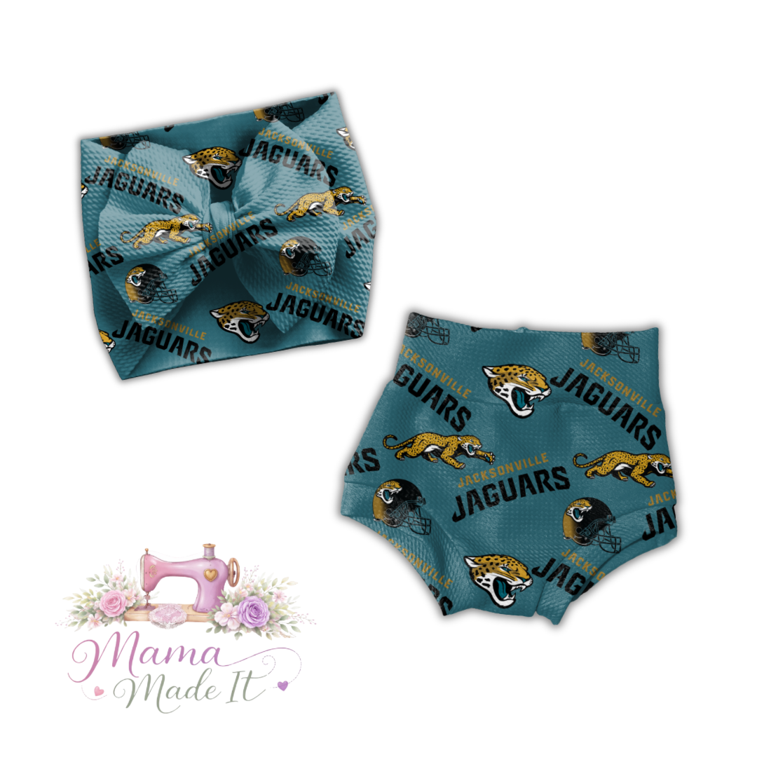 Jacksonville Jaguars baby bummies, skirt, flare pants or headwrap