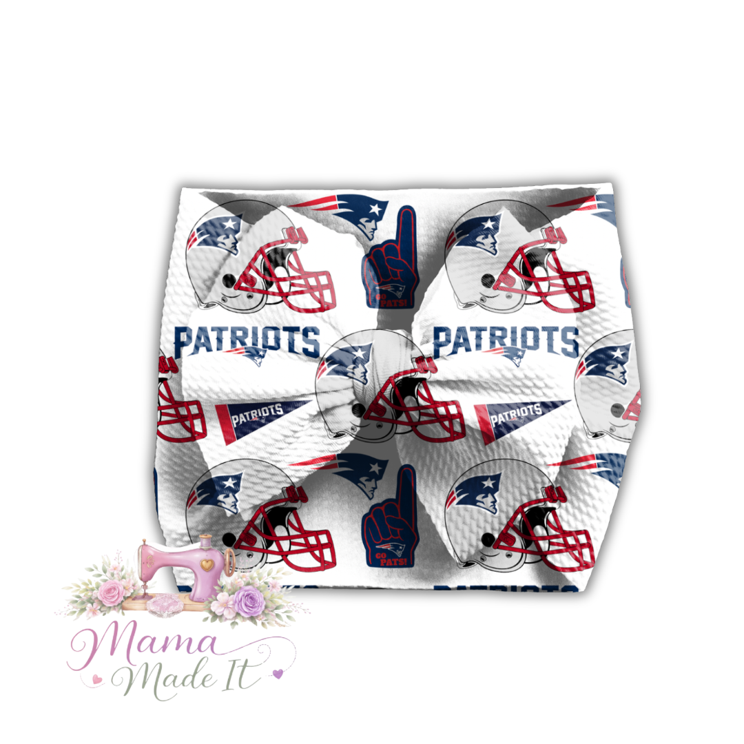 New England Patriots baby bummies, skirt, flare pants or headwrap (White)