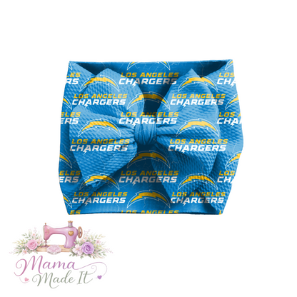 Los Angeles Chargers baby bummies, skirt, flare pants or headwrap