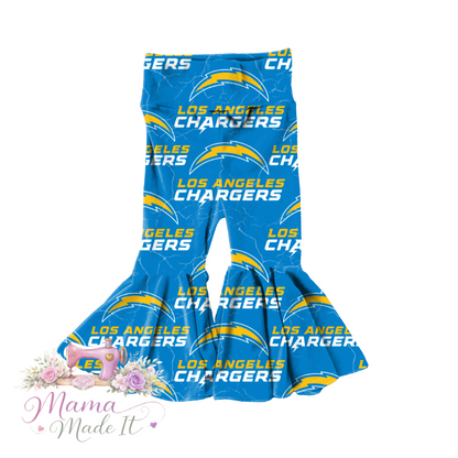 Los Angeles Chargers baby bummies, skirt, flare pants or headwrap