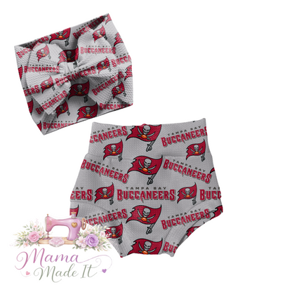 Tampa Bay Buccaneers baby bummies, skirt, flare pants or headwrap