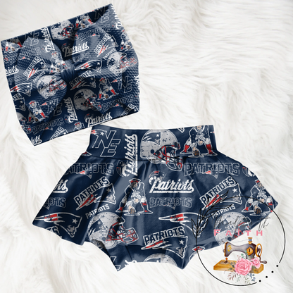 New England Patriots baby bummies, skirt, flare pants or headwrap (Blue)