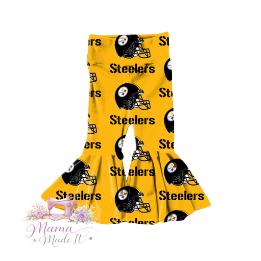 Pittsburgh Steelers, baby bummies, skirt, flare pants or headwrap