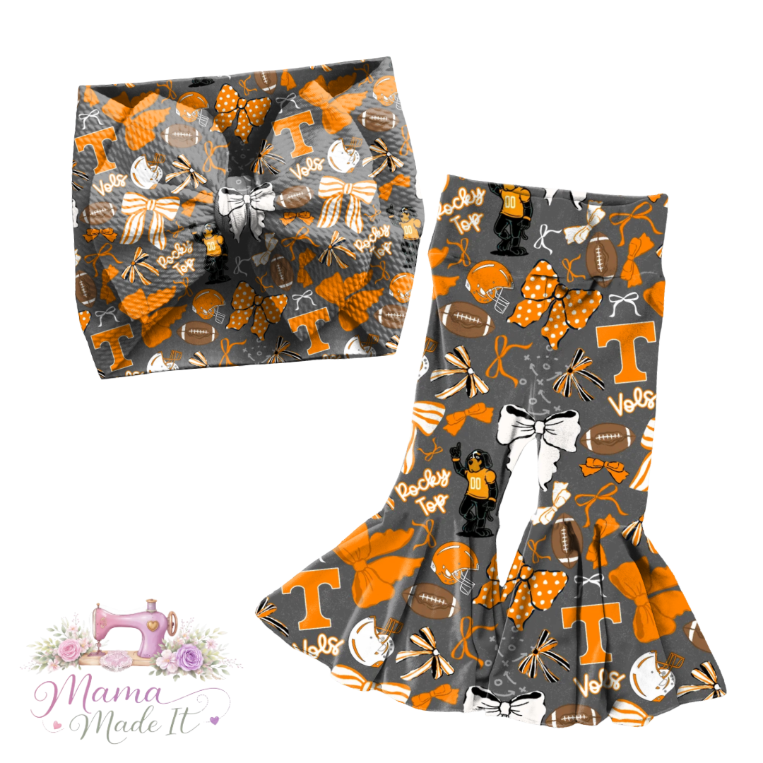 Tennessee Vols baby bummies, skirt, flare pants or headwrap (Copy)