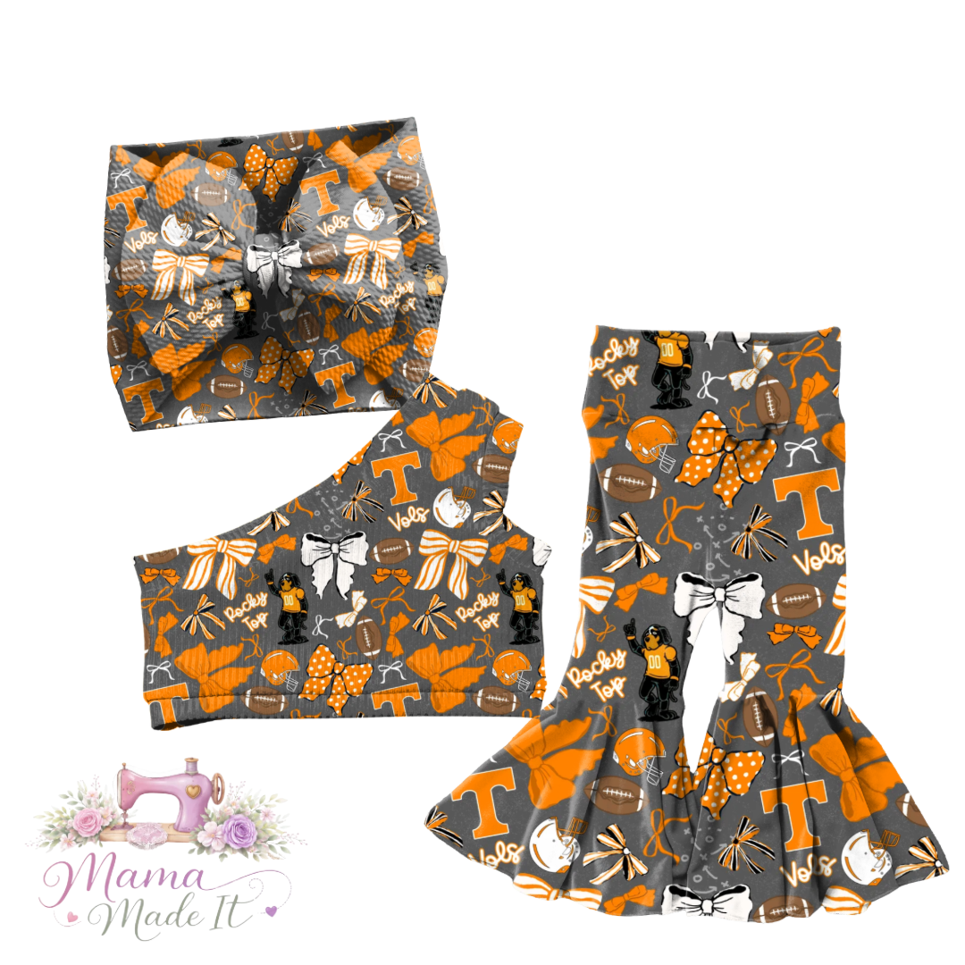 Tennessee Vols baby bummies, skirt, flare pants or headwrap (Copy)